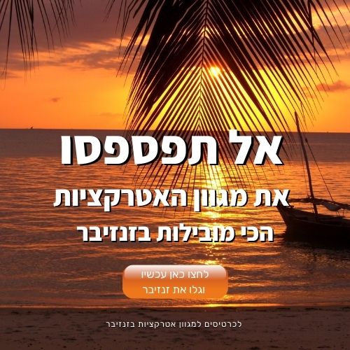 תמונה של זנזיבר עם טקסט "אל תפספסו את מגוון האטרקציות של זנזיבר"